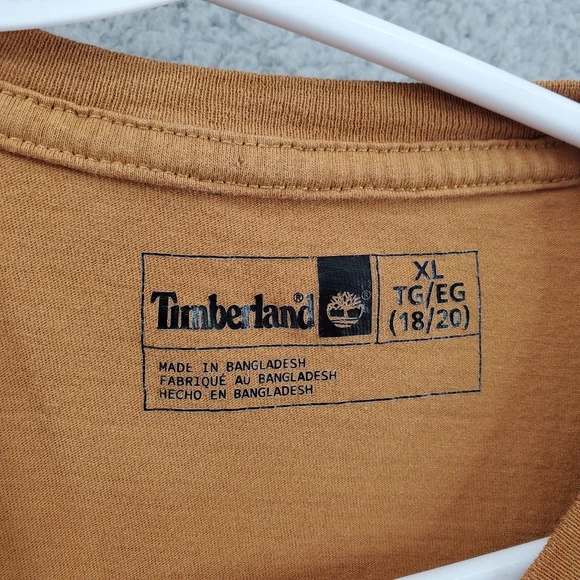Timberland Long Sleeve T Shirt Boys XL Logo Graphic Print Tan - Picture 2 of 11